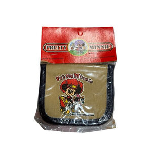 NEW Vintage Pretty Minnie Belt Loop Canvas Wallet Tan & Blue